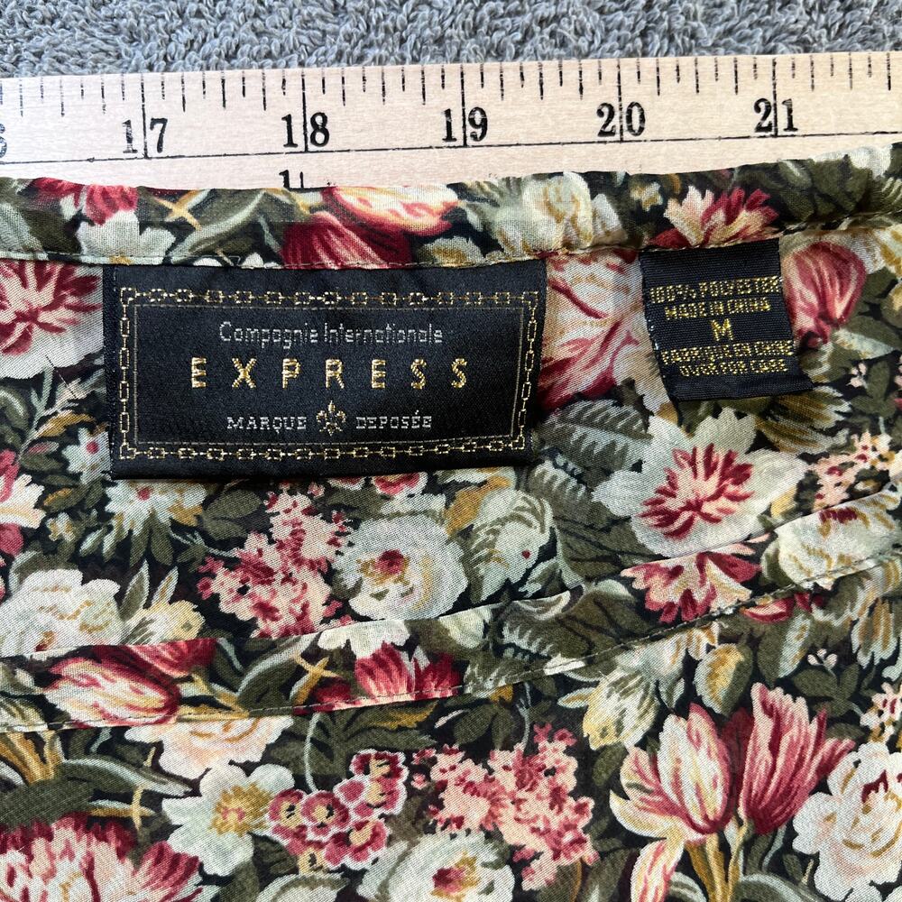 Vintage Express Mini Skirt Women Medium Micro Floral Tiered Ruffle Hem Y2K Fairy - Picture 4 of 7